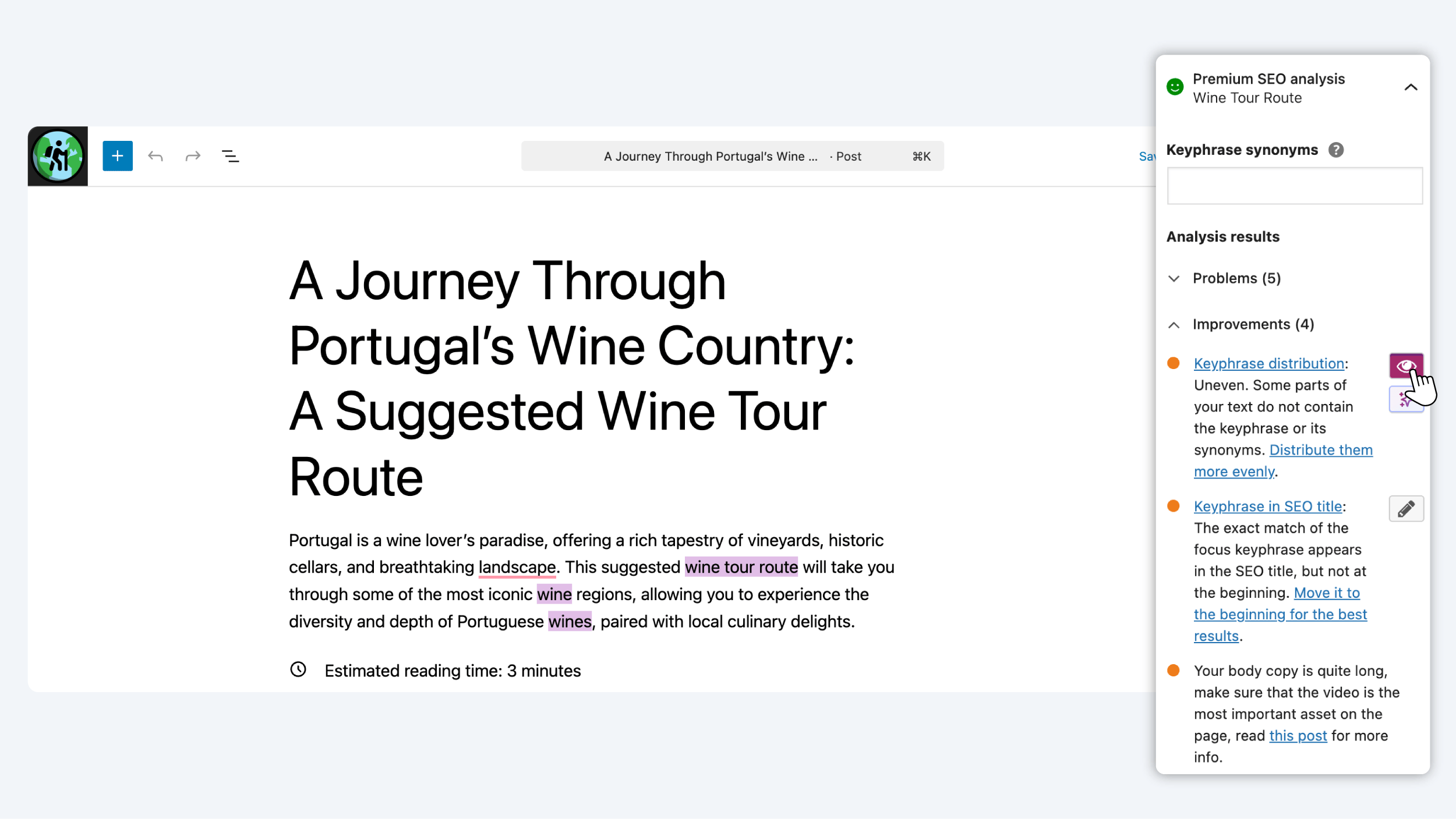 Example of SEO Analysis in Yoast SEO Premium