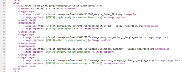 Code from a Yoast SEO XML sitemap