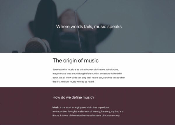 Digital story in WordPress on music part 1