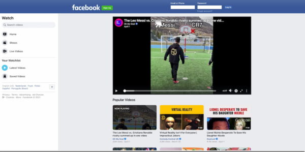 Meilleures plateformes d'hébergement vidéo: Facebook