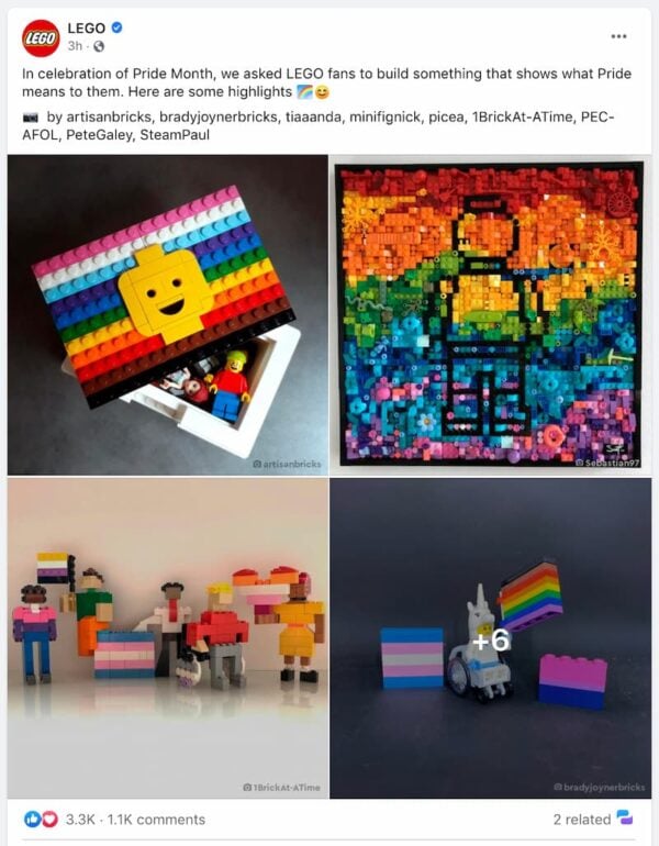 exemple de publication sociale par LEGO