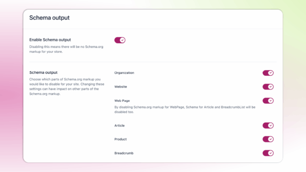 Yoast SEO for Shopify product schema output gradient background