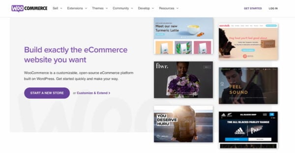 screenshot of the homepage on woocommerce.com