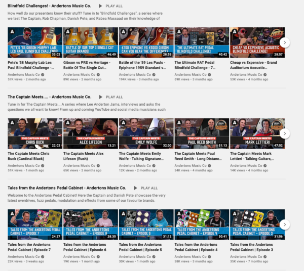 Exemple de page d'accueil YouTube bien organisée