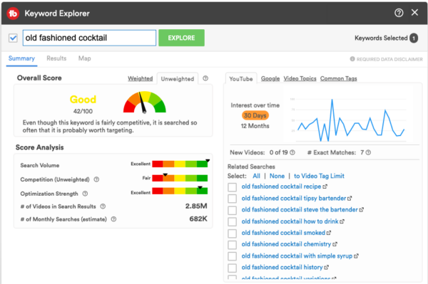 YouTube Query Research: Tube Buddy Keyword Explorer - Screenshot