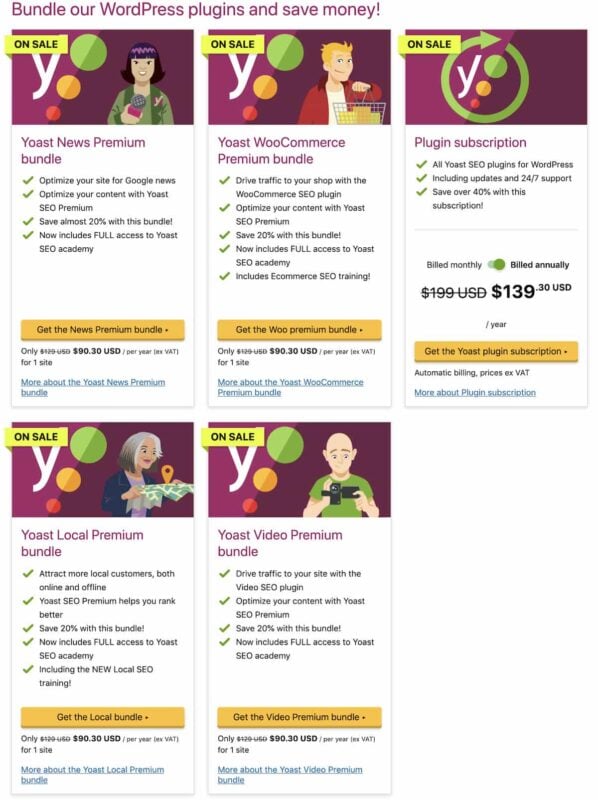 Vente du Black Friday : bundles Yoast et abonnement au plugin