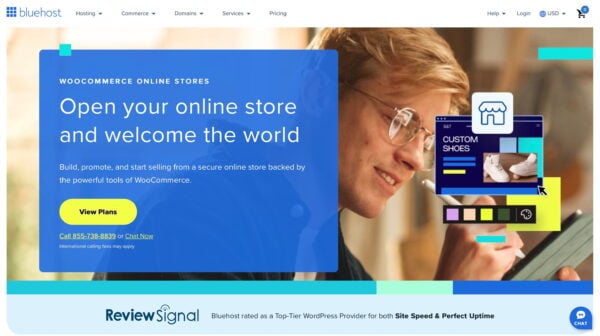 an example of a WooCommerce ecommerce host, in this case bluehost