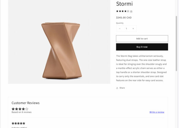 example of merchandise  reappraisal  connected  Shopify