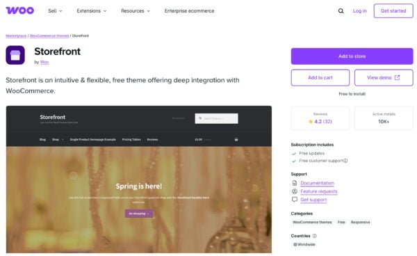 an example of the default woocommerce store theme