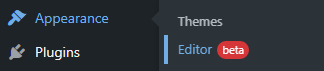 The new Editor (beta) menu under Appearance.