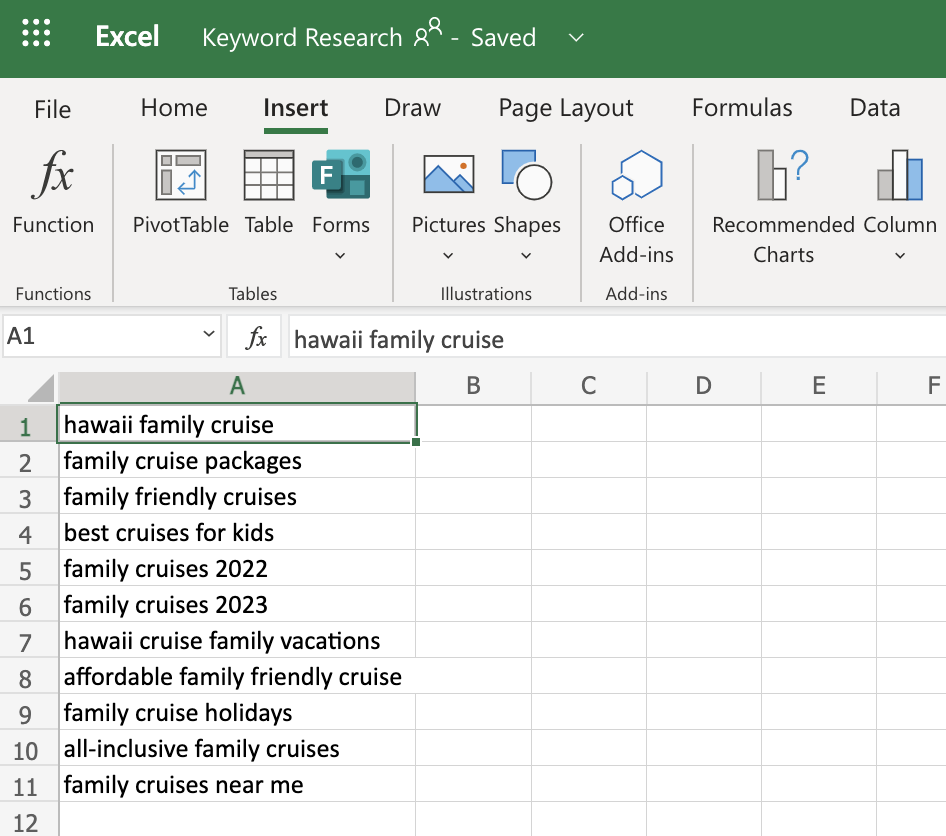 An illustration  of however  your keyword probe   expanse  mightiness  look   successful  Excel