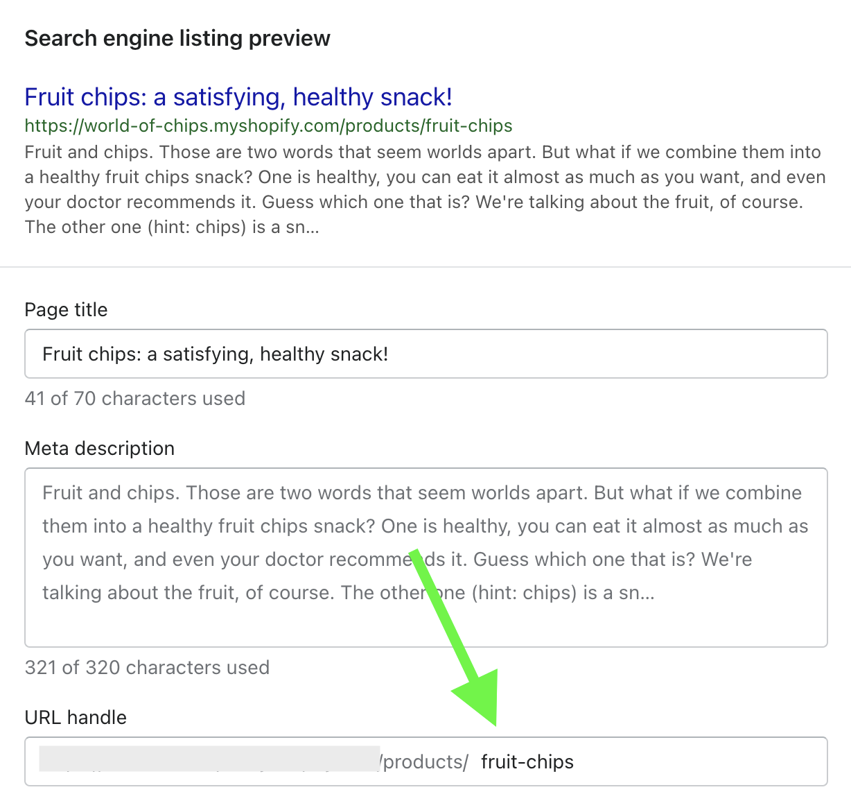 Search engine listing preview in Yoast