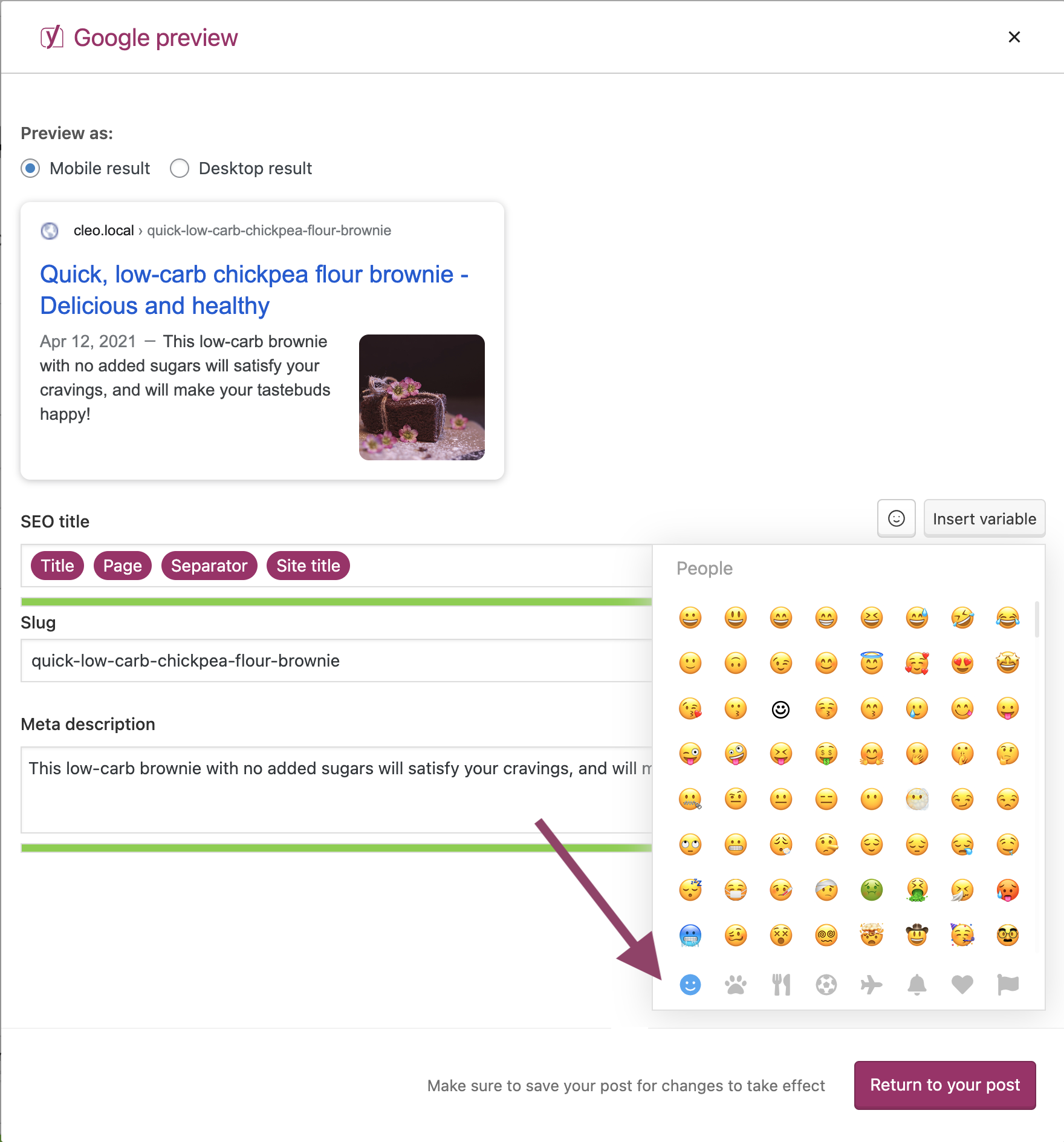 How to use the emoji picker in Yoast SEO Premium • Yoast