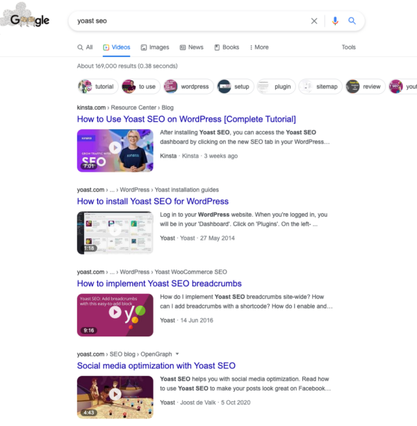 video search results google