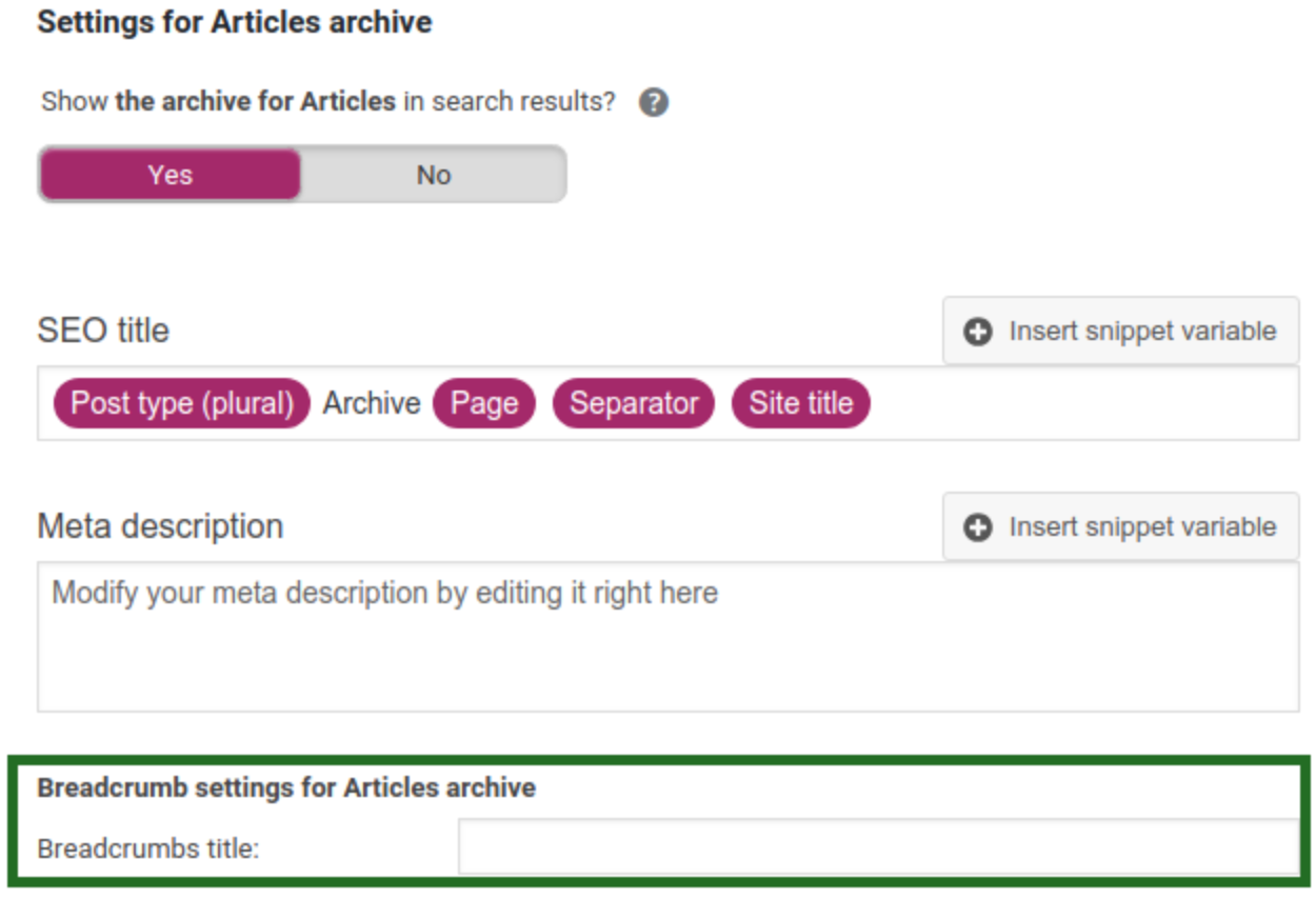 The breadcrumbs title setting • Yoast