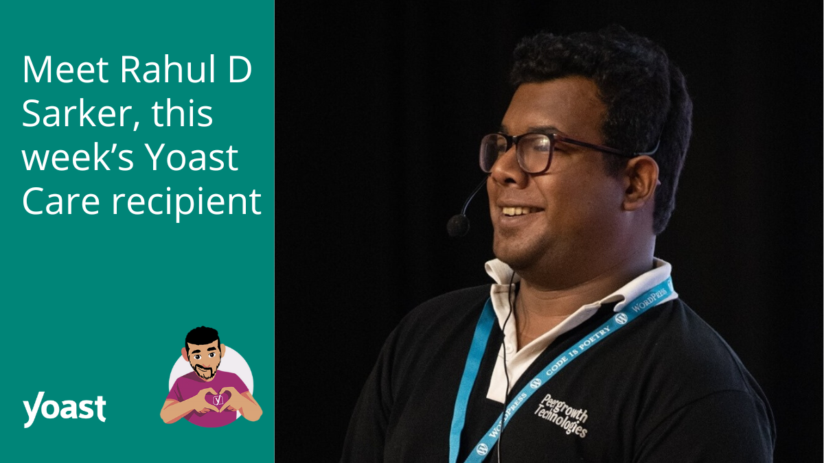 Rahul D Sarker receives the Yoast Care fund for his contribution to ...