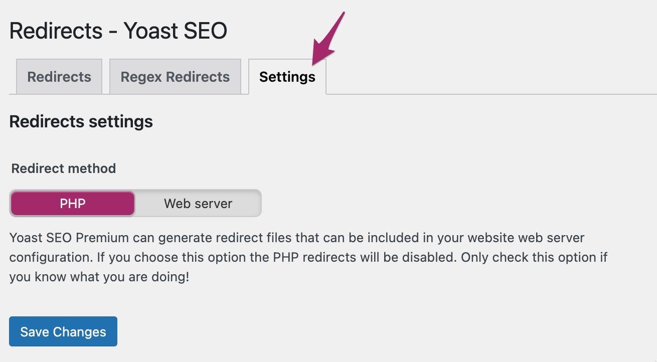 Yoast seo redirects settings yoast
