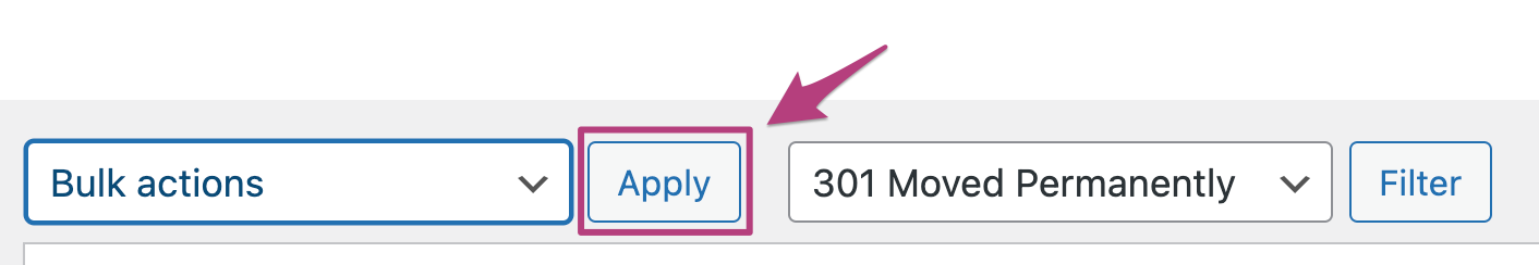 Screenshot showing the Apply button for bulk action.