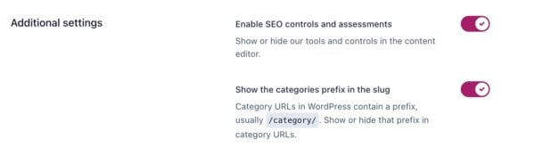 Screenshot of the Additional settings section in the Category settings in Yoast SEO.