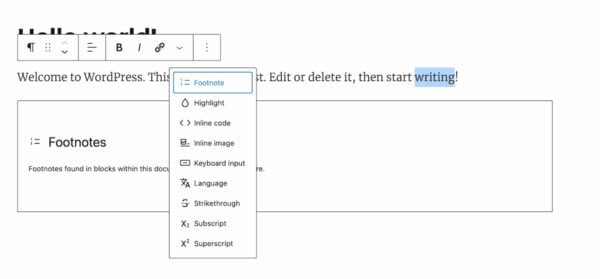 WordPress 6.3: Footnote block