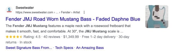 a rich result for a bass guitar