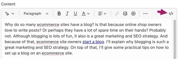 How to Use Headings on Your Website • Yoast Edit the text to HTML in Shopify using the top right icon