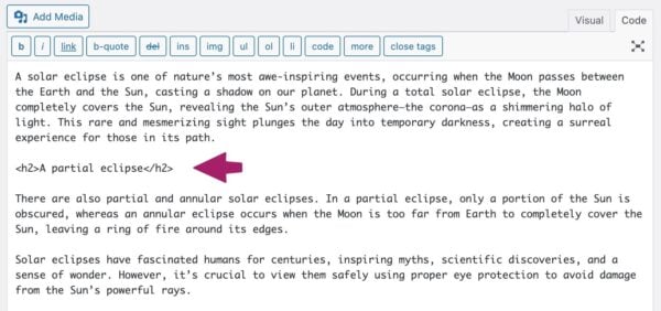 How to Use Headings on Your Website • Yoast Adding headers in HTML in the classic editor