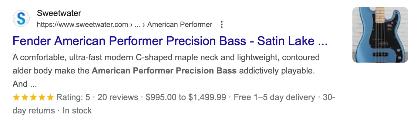 an example of a rich result in google for a product powered by structured data