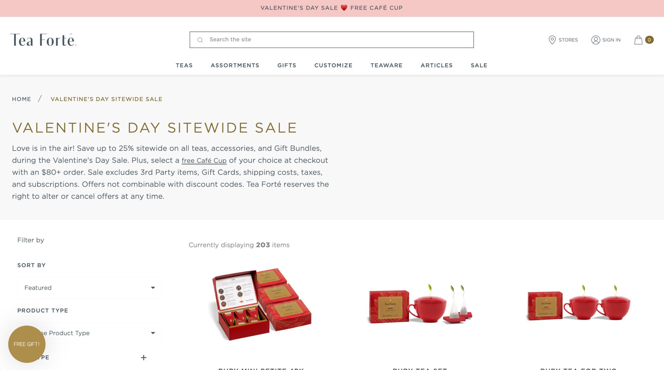 an example of an ecommerce store for tea using seo to boost a valentines day sale