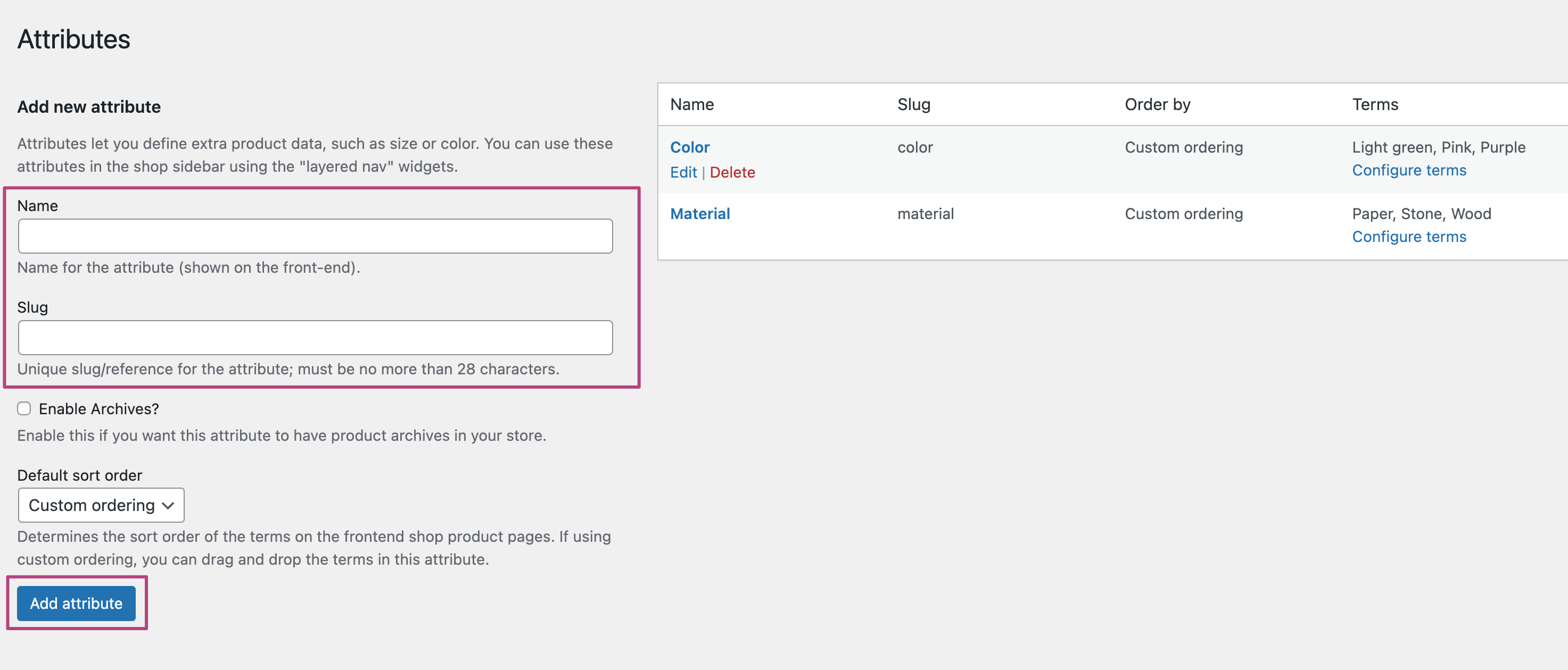 Screenshot showing adding new attribute