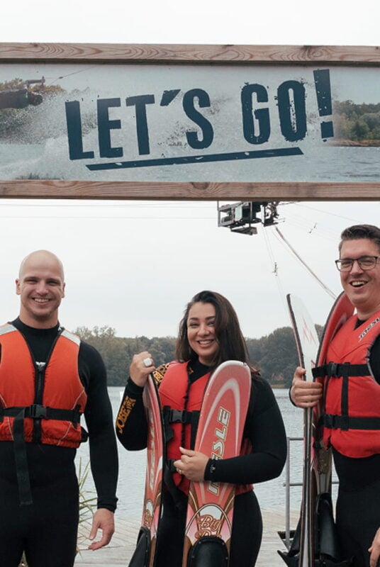 Photo of Yoasters preparing to do watersports