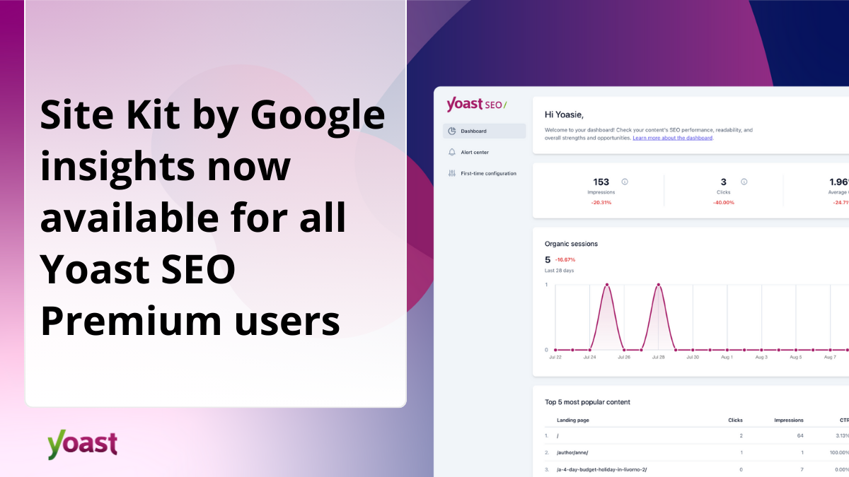 Site Kit by Google insights now available for all Yoast SEO Premium users 