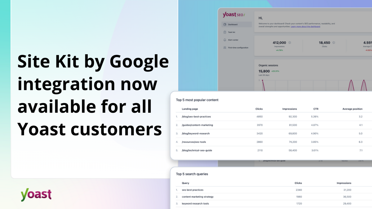 Site Kit by Google integration available for all Yoast customers 