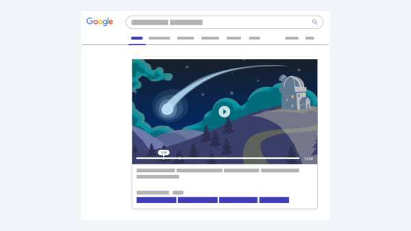 An illustration showing a video result in Google