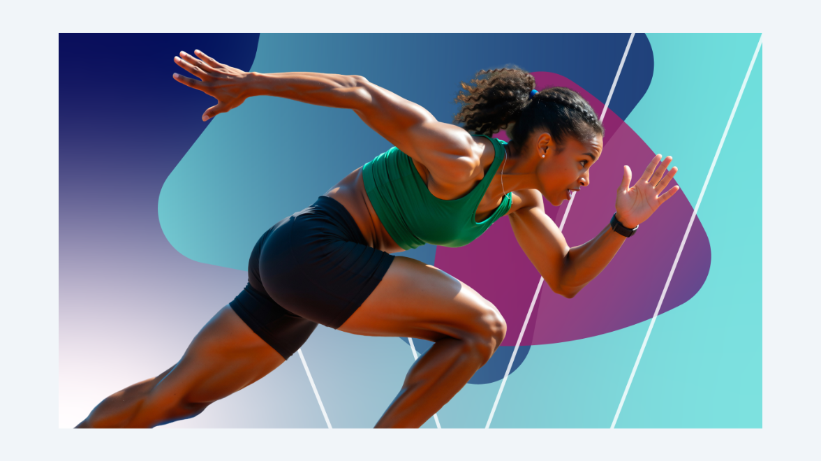 An image showing a female runner  starting her race