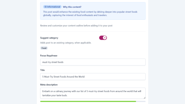 Yoast AI Content Planner meta description generation