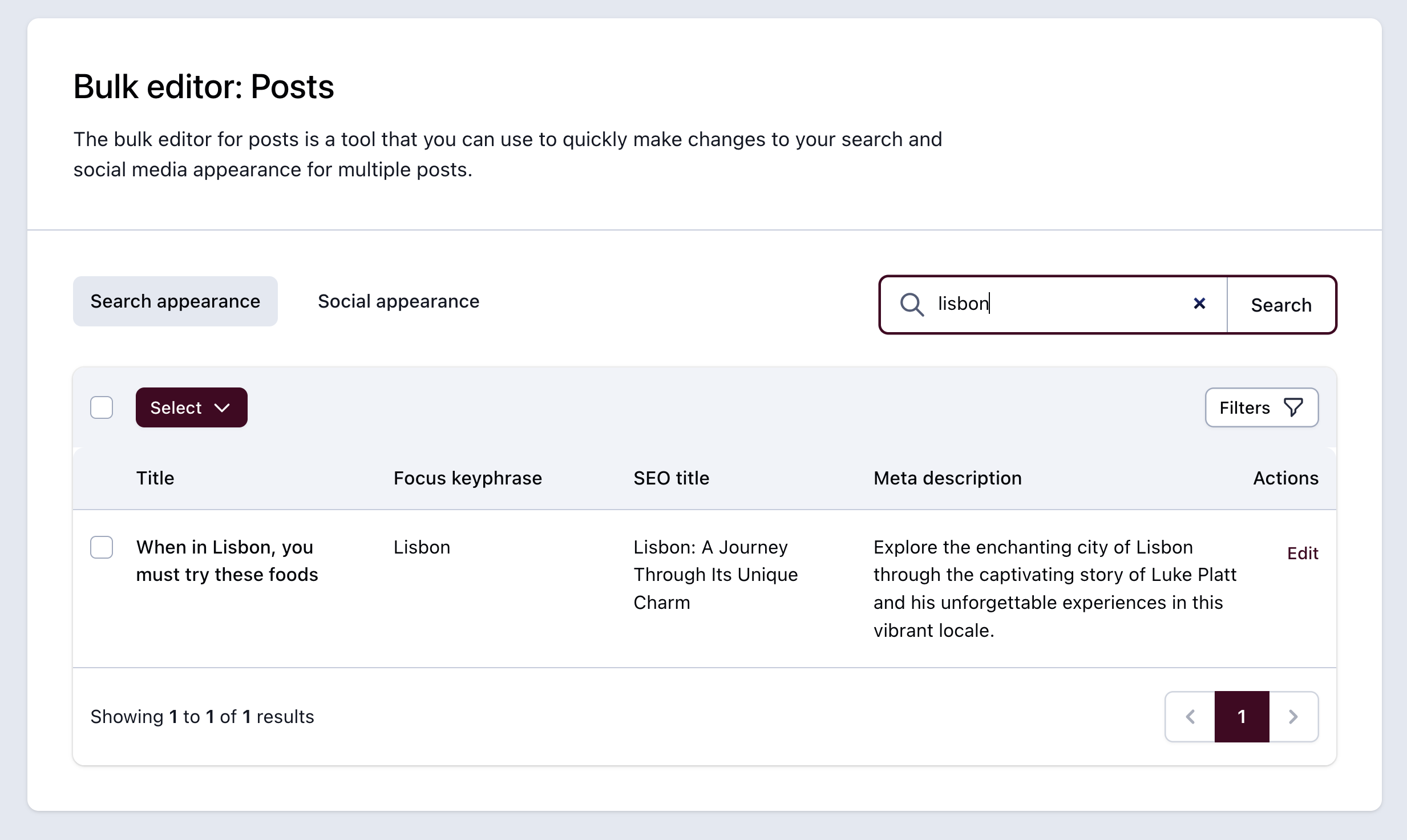 New in the Yoast SEO Bulk Editor: filters, focus keyphrases, and AI drafts