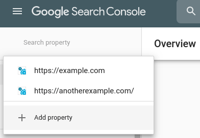 Google Search Console Select Property