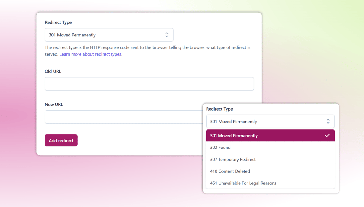 Old or renamed pages are seamlessly redirected, so people always find the right page and search engines stay on track.